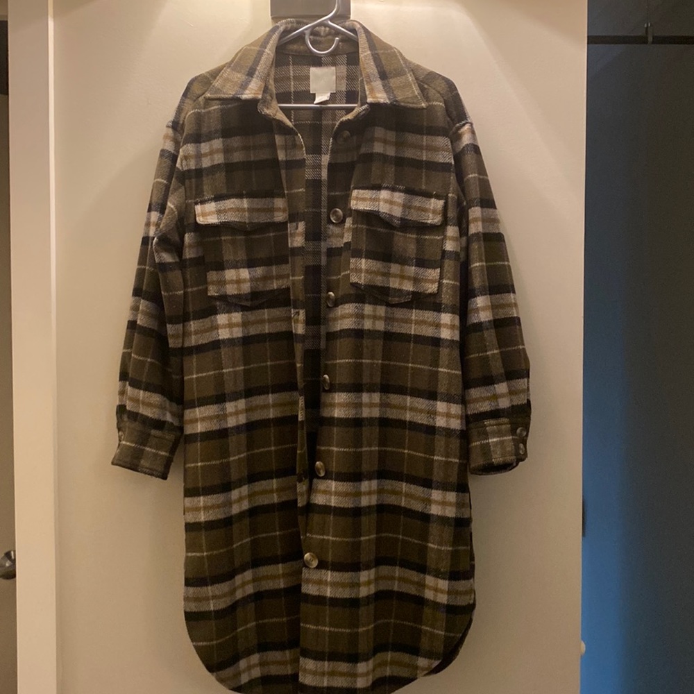 HM long plaid shacket
